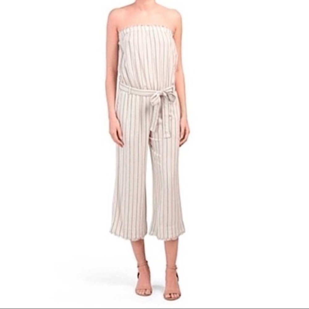 Cloth & Stone Strapless Frayed Hem Cropped Jumpsuit